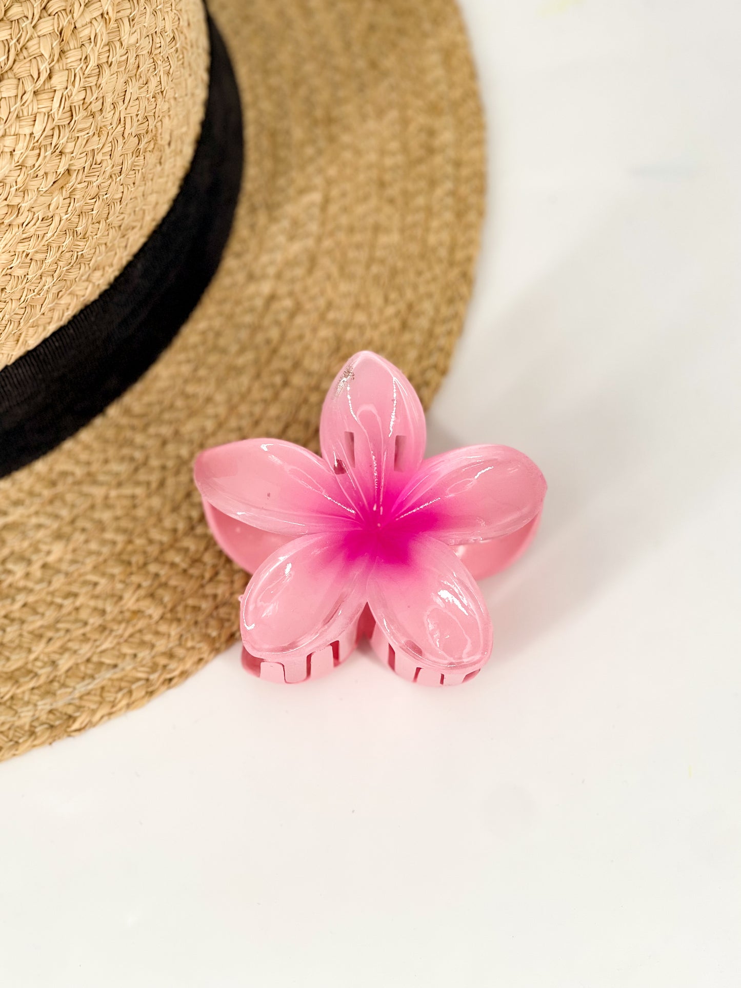 Pince à cheveu fleur rose
