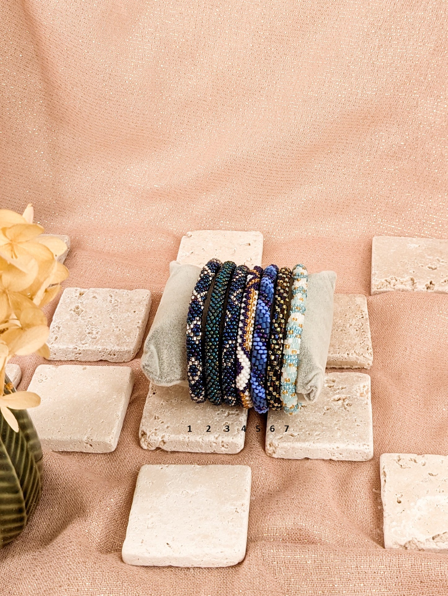 Bracelets népalais bleus