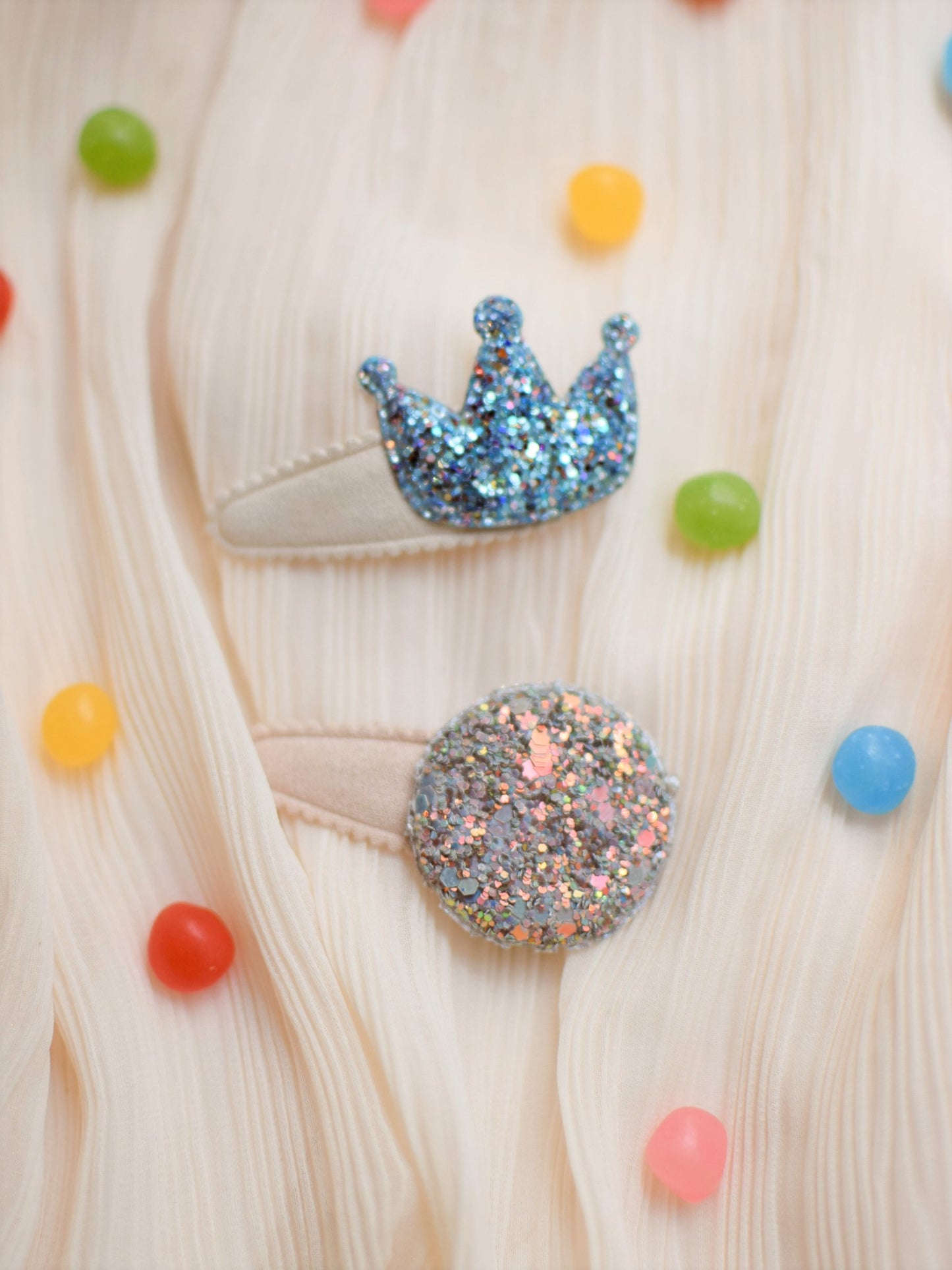 Barrettes couronne & pastille
