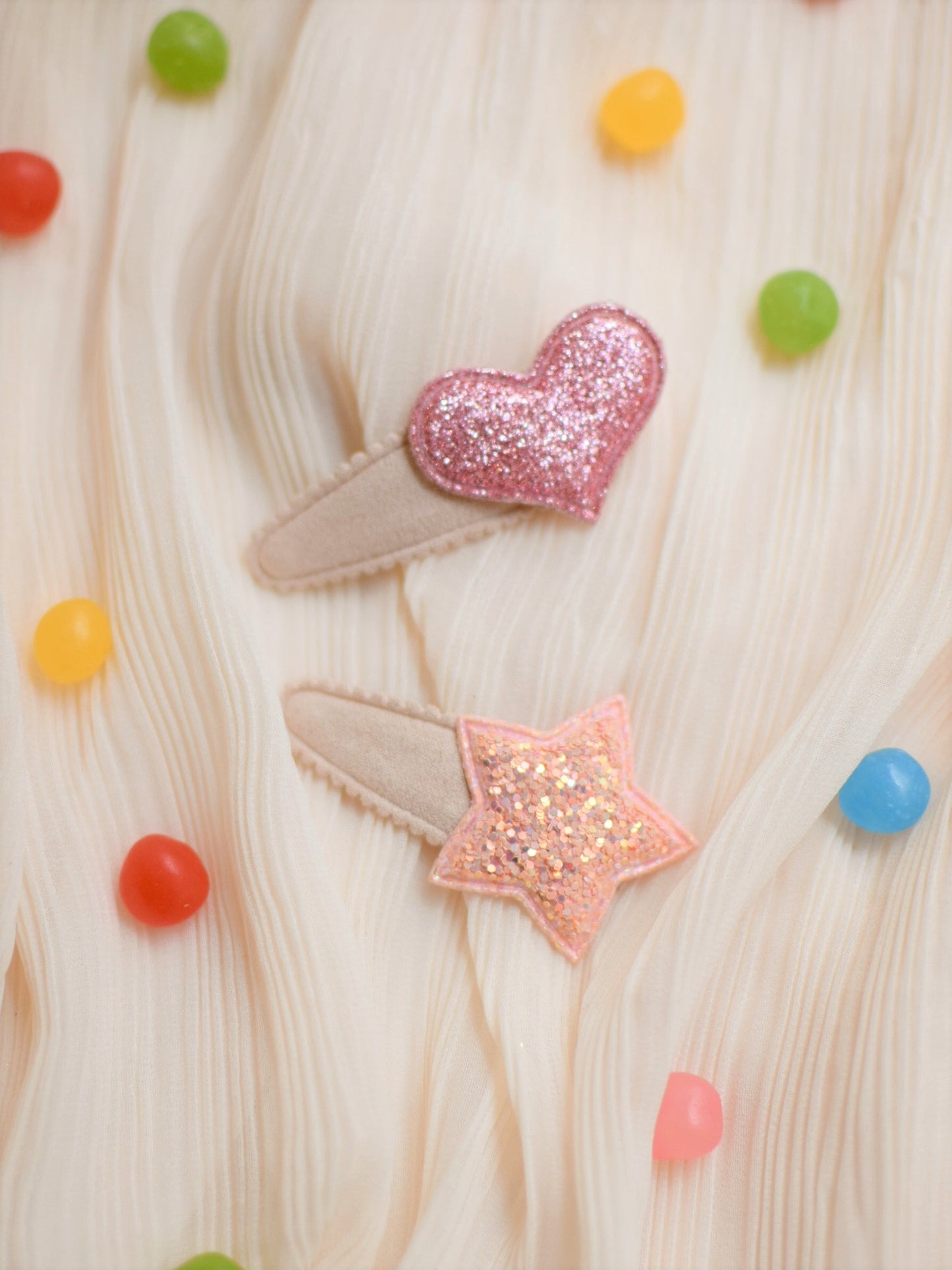 Barrettes cœur & étoile rose