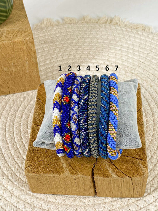 Bracelets népalais bleus