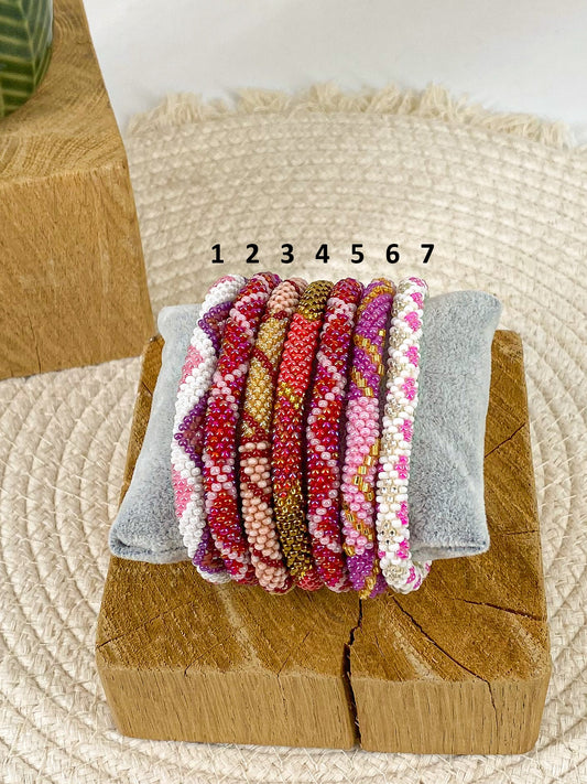 Bracelets népalais Rose